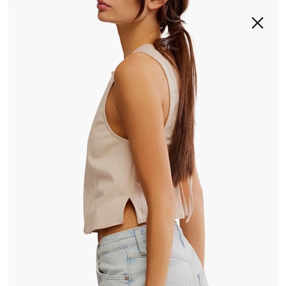 Free People Blake Sand Dollar Sleeveless Button-Down Top Size S NWT - Picture 4 of 11